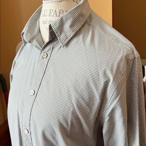 Tommy Hilfiger Olive Checkered Slim Fit Stretch Button Shirt THTECH men’s medium